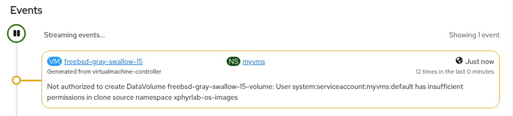 Not authorized to create DataVolume, insufficient permissions in clone source namespace